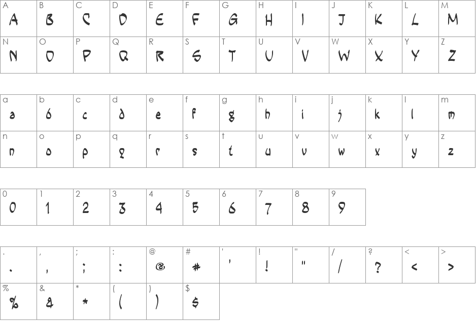 Oplo Sans font character map preview