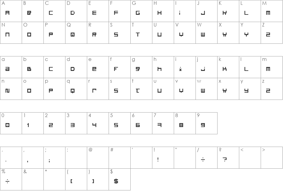 Optimal  font character map preview