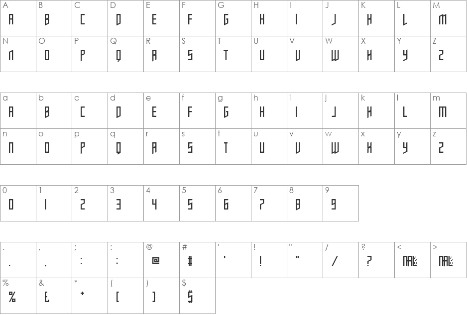 Opulent Fiend font character map preview