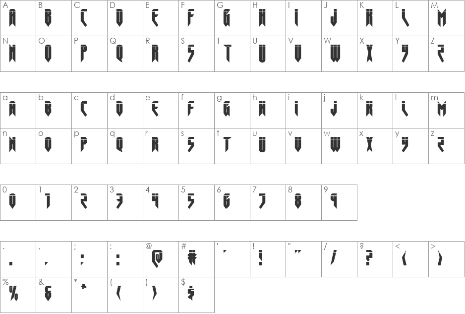 Opus Magnus Laser font character map preview