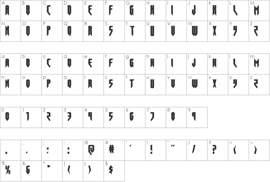 Opus Magnus Rotalic font character map preview