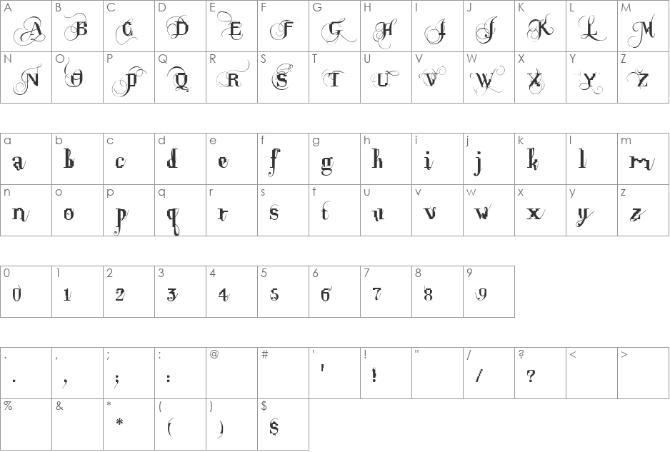 Opus Pix font character map preview