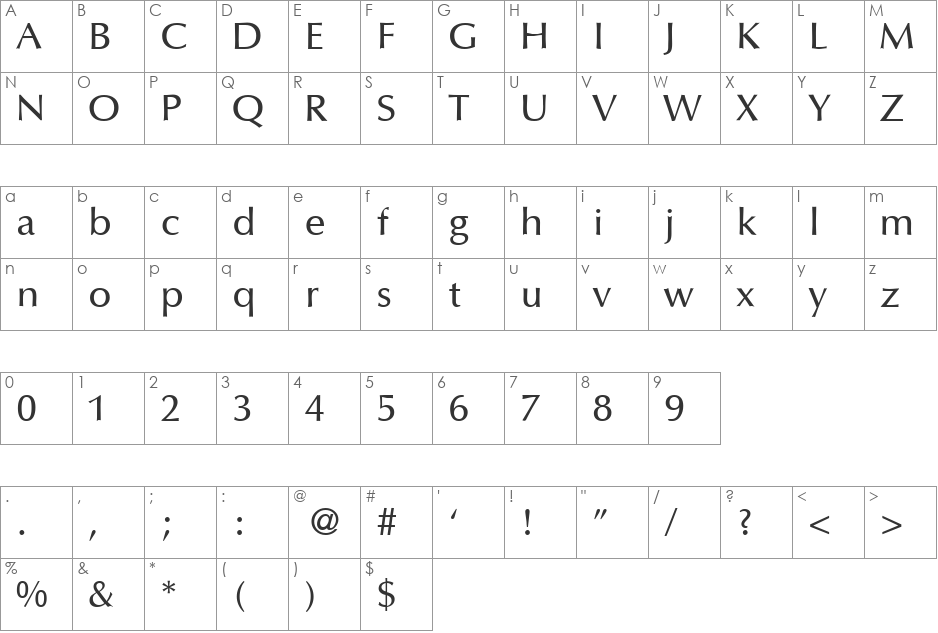 OpusTwoMedium font character map preview