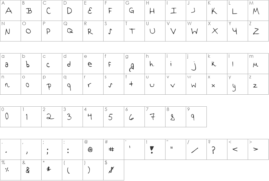 Orangen font character map preview