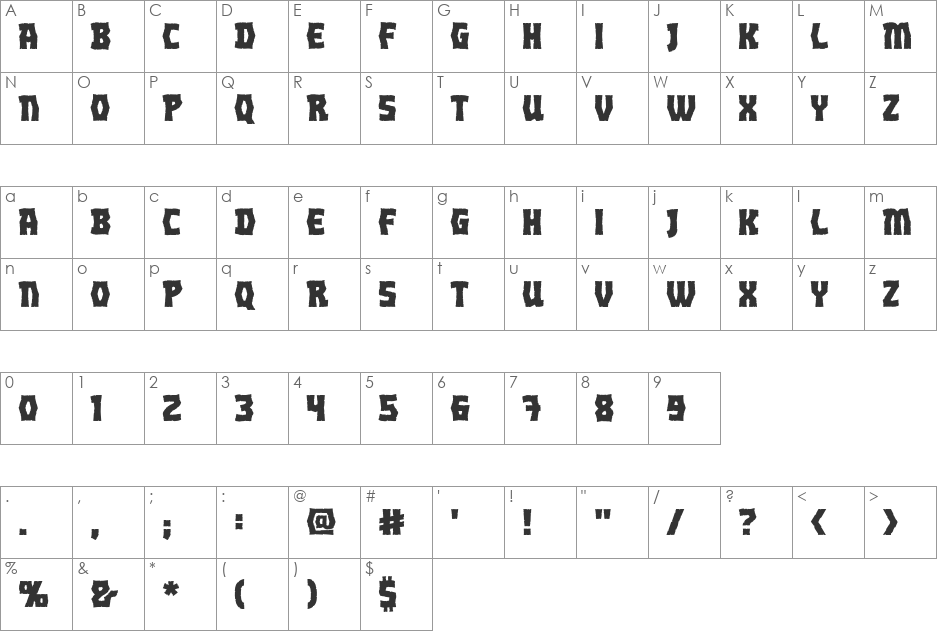 Orc Horde Inline BB font character map preview