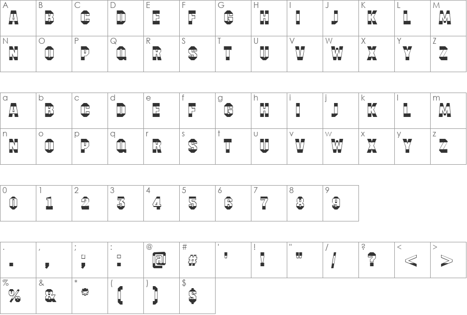 a_MeccanoB&W font character map preview