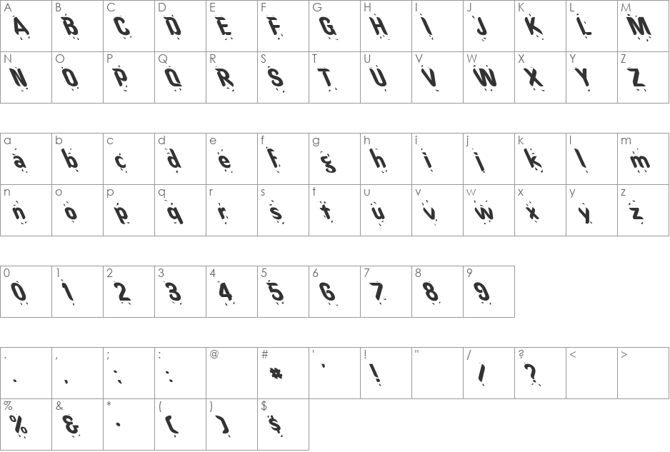 Oregon WetLefty font character map preview