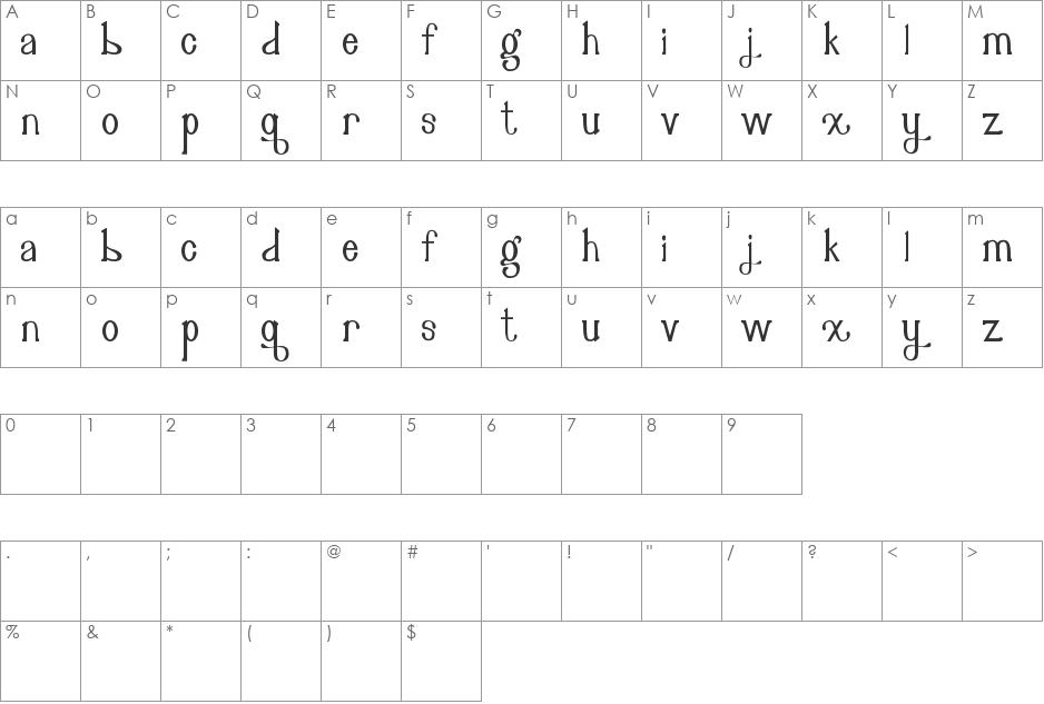 Organic Fruit font character map preview