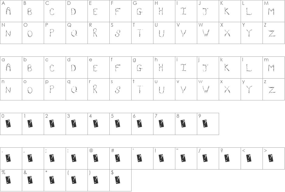 OrganicVines font character map preview