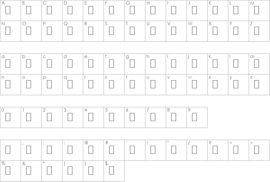 Orianne font character map preview