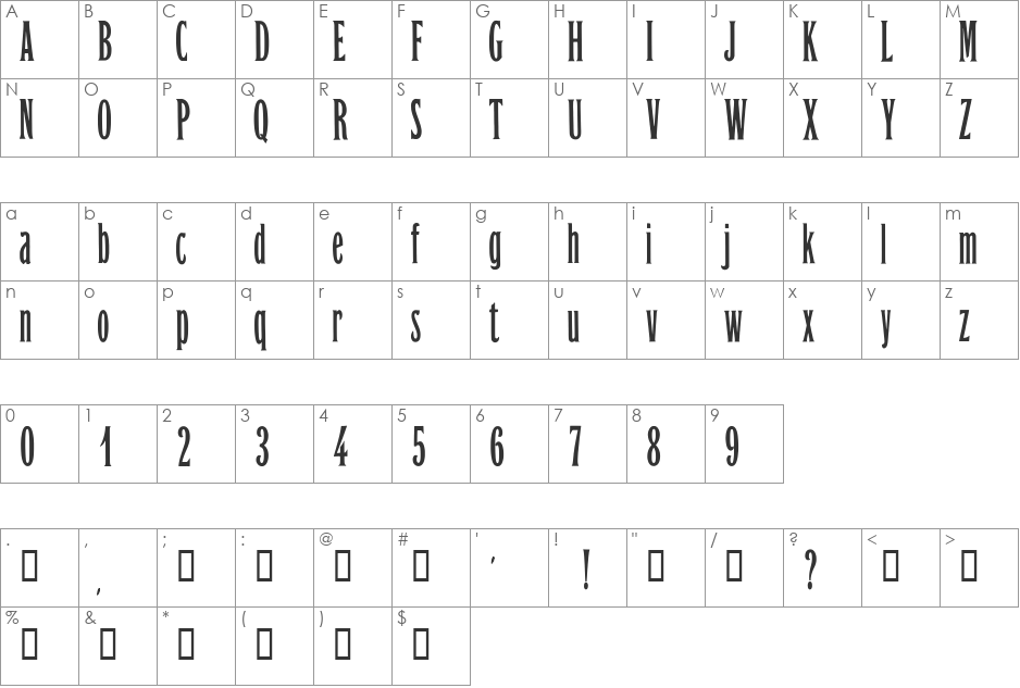 Orient Express font character map preview