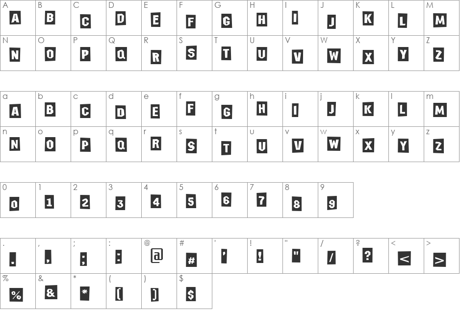 a_MeccanoCmJmp font character map preview