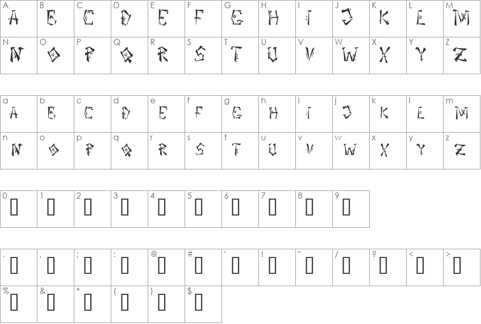 OrientOne font character map preview