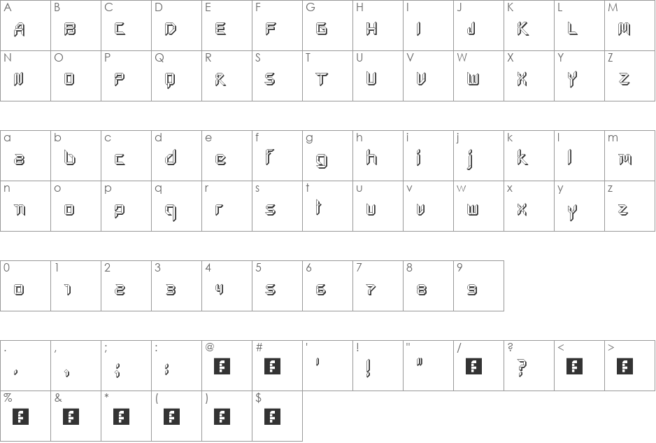 Origamistic Cloned font character map preview