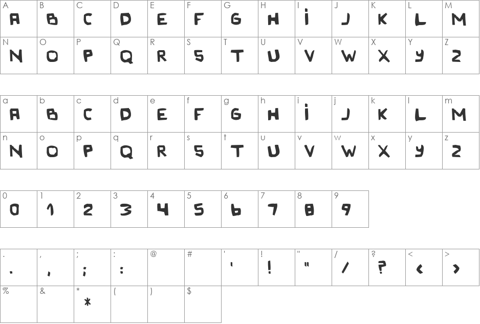 Original Olinda Style font character map preview