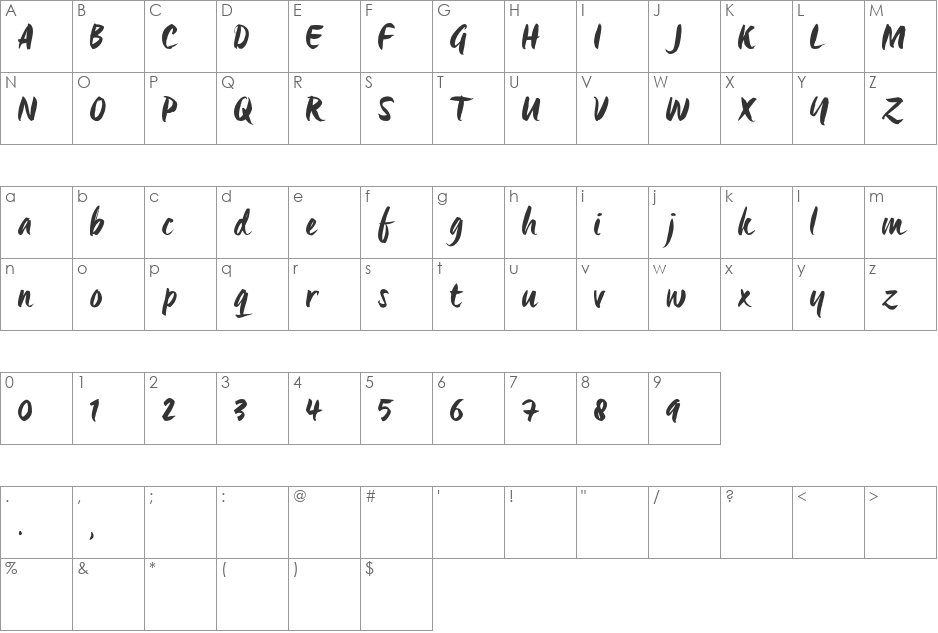 Origo_TRIAL font character map preview
