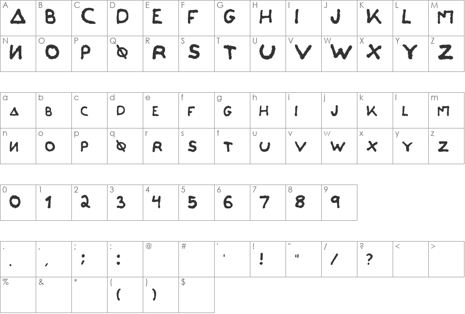 Orlando's Handwriting font character map preview