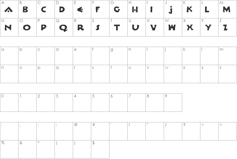 Orlock Demo font character map preview