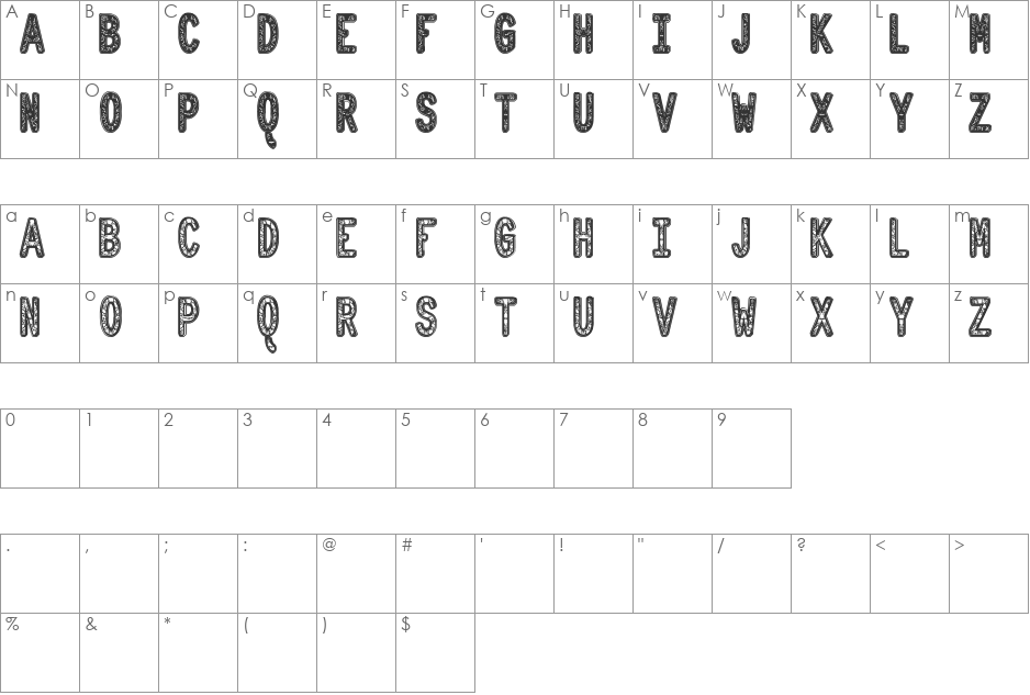 ORNAD dentro tfb font character map preview