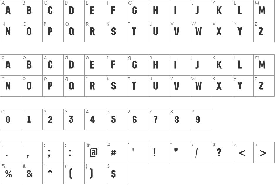 a_MeccanoRgh font character map preview