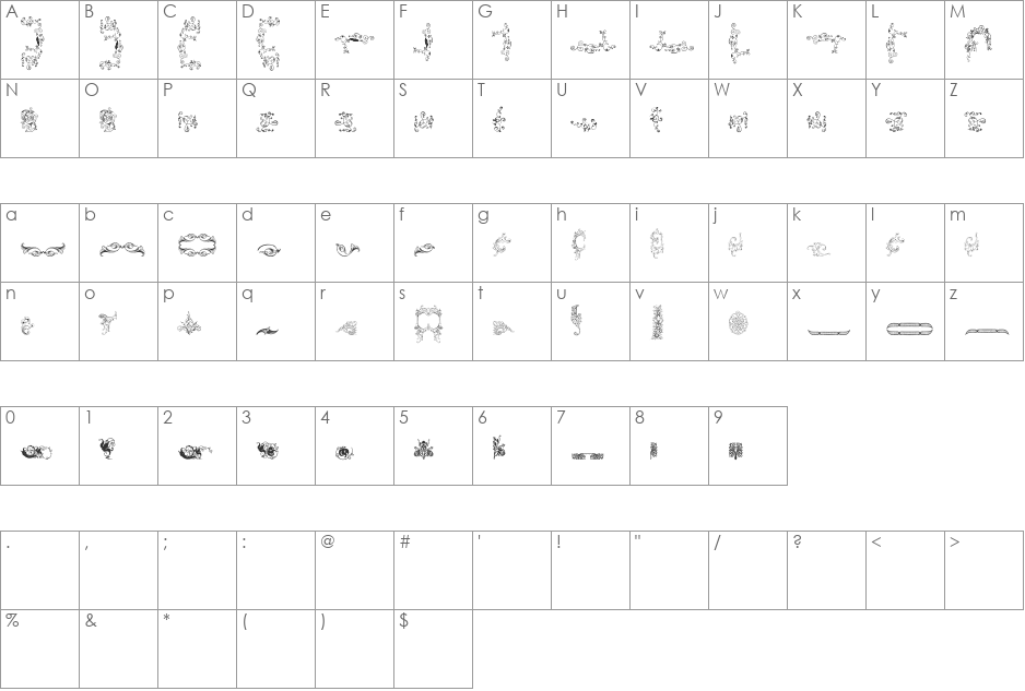 Ornamenta Monumenta font character map preview
