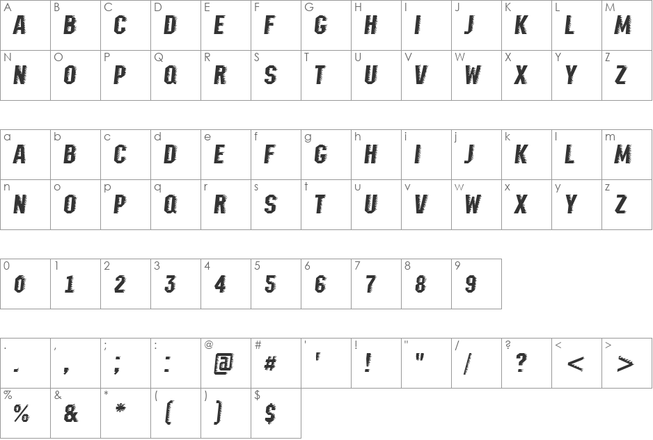 a_MeccanoTrn font character map preview