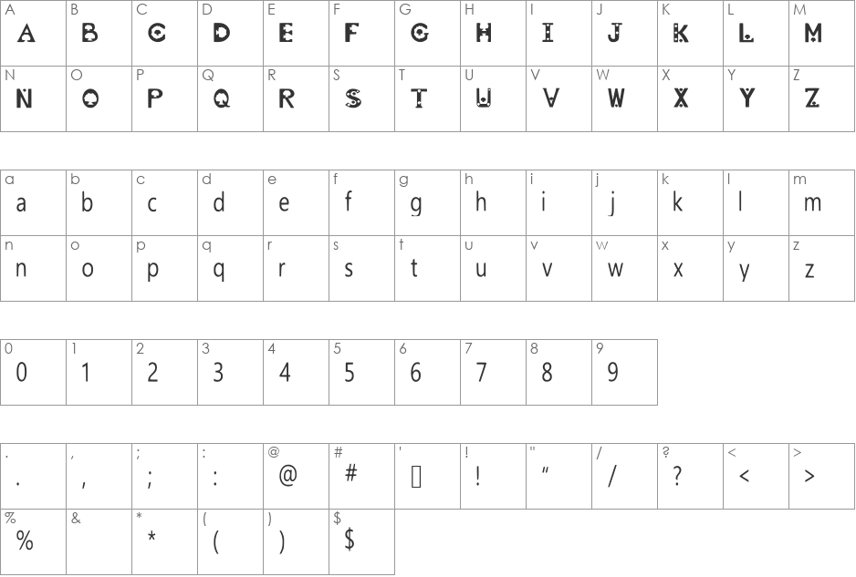 Oromo_Arts_Font font character map preview