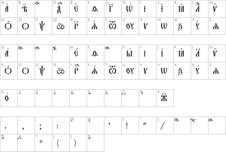 Orthodox.tt Ucs8 Caps font character map preview