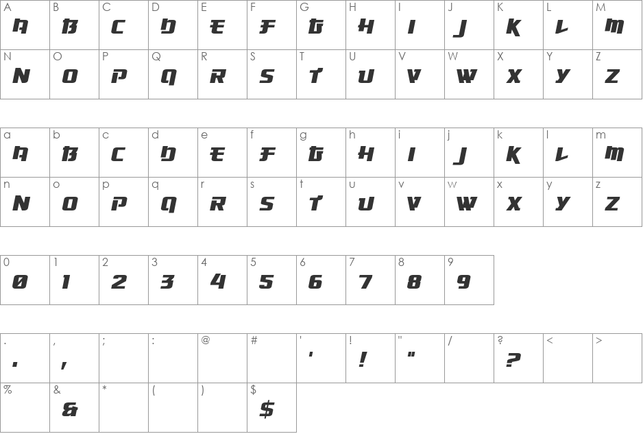 Osaka-Sans Serif font character map preview