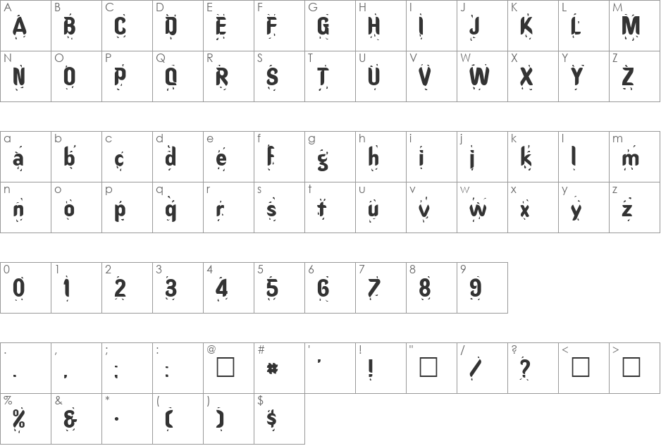 OSGOOD font character map preview