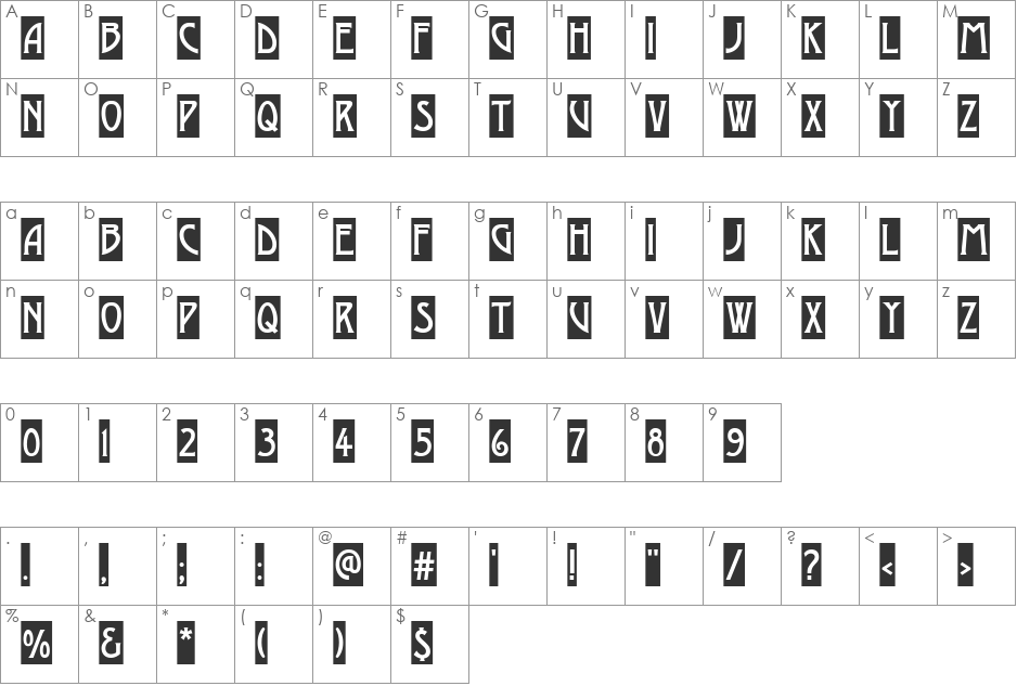 a_ModernoCm font character map preview