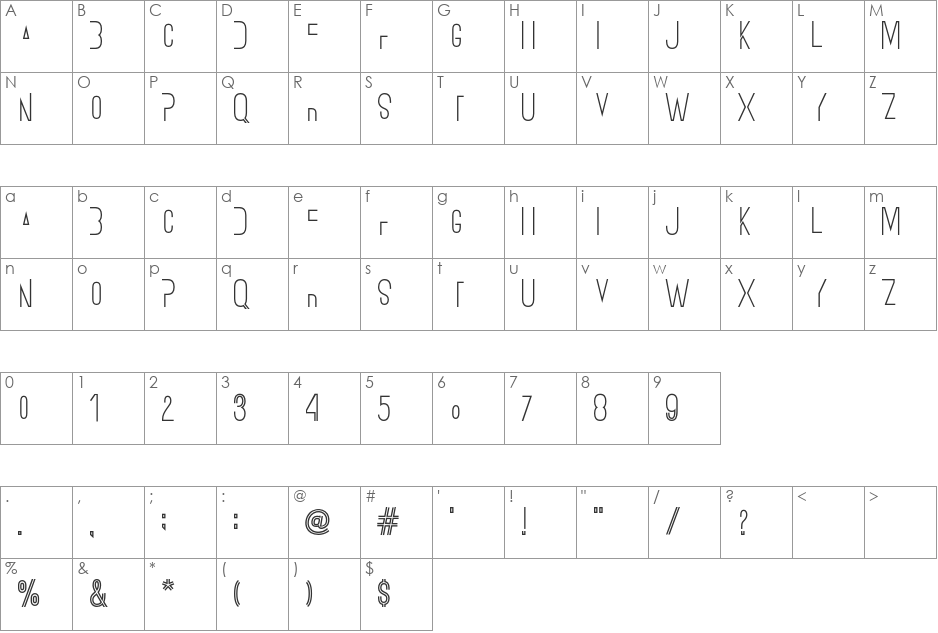 Ostrich Sans Stack font character map preview