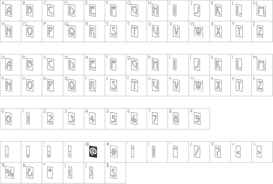 a_ModernoCmOtlDn font character map preview