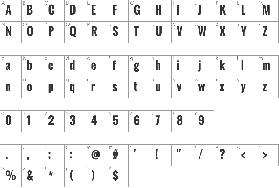 Oswald Stencil font character map preview
