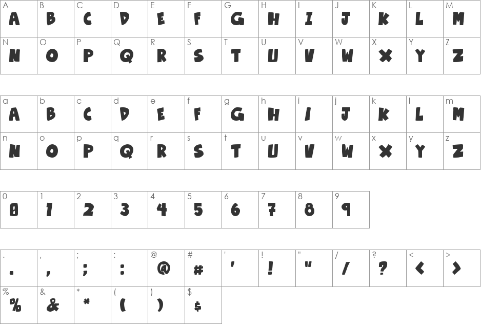 Otaku Rant font character map preview