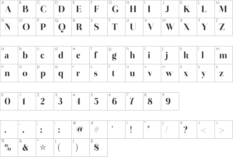Otama.ep font character map preview