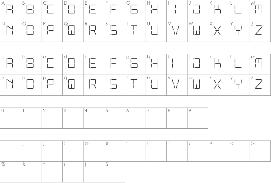 Other Display St font character map preview