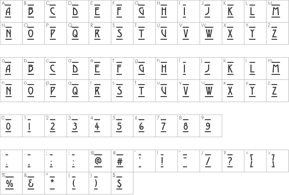 a_ModernoDcFr font character map preview