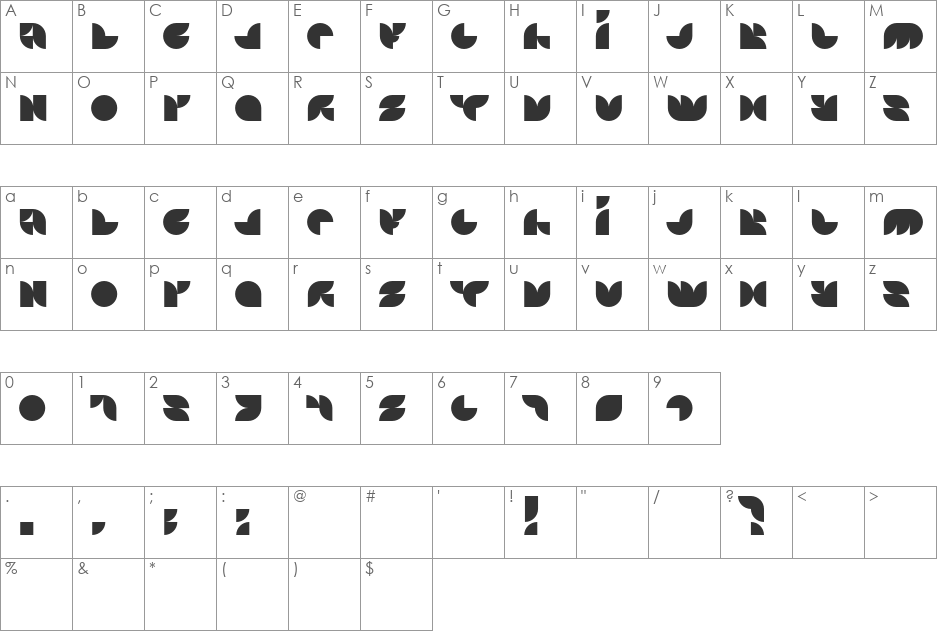Otscookie font character map preview