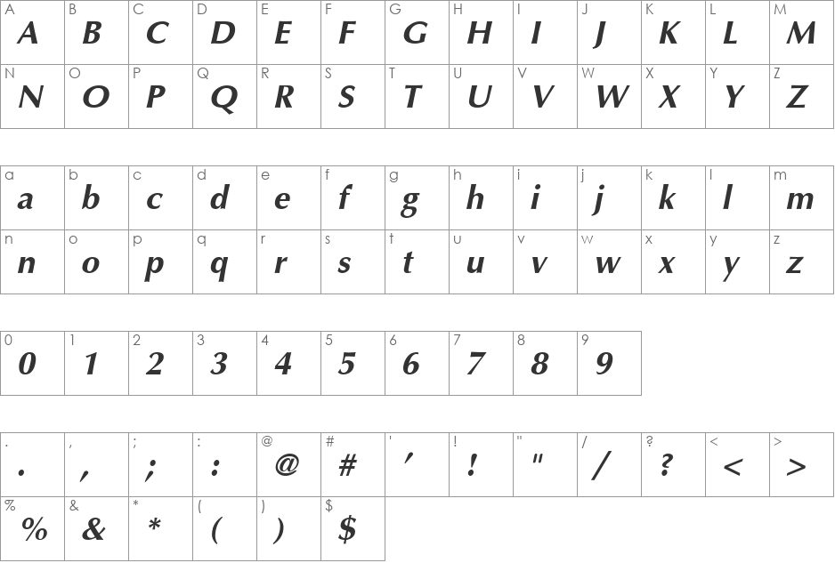 Ottawa font character map preview