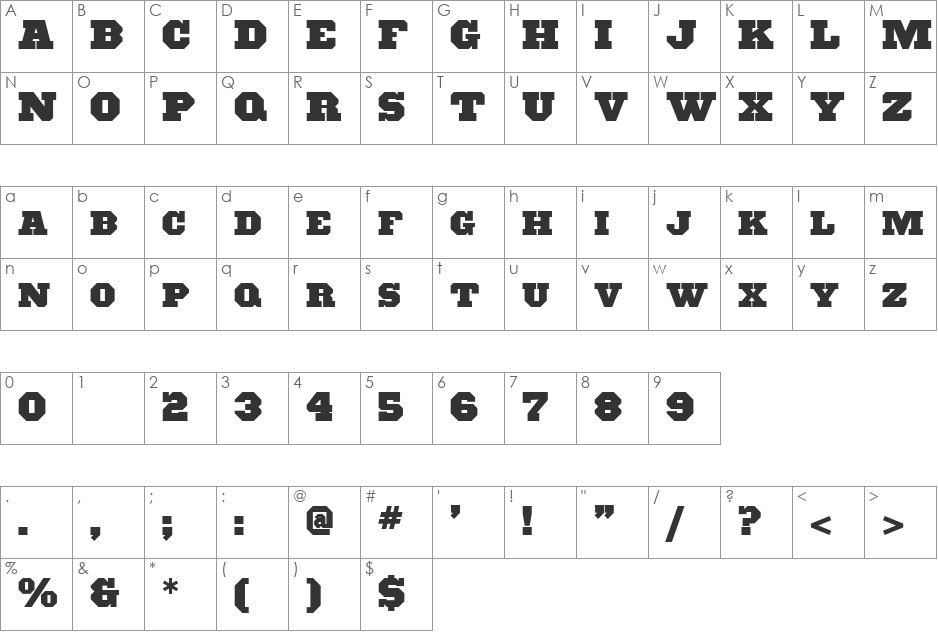 Ouachita Way Wbw font character map preview