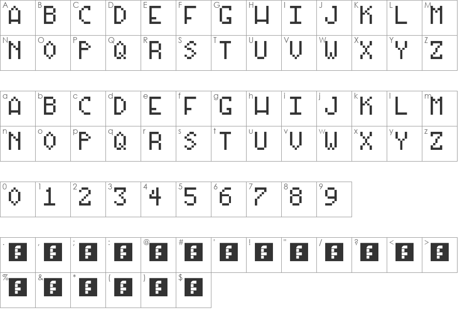 Our Arcade Games font character map preview
