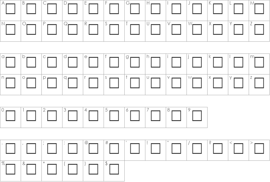 Ousbouh font character map preview