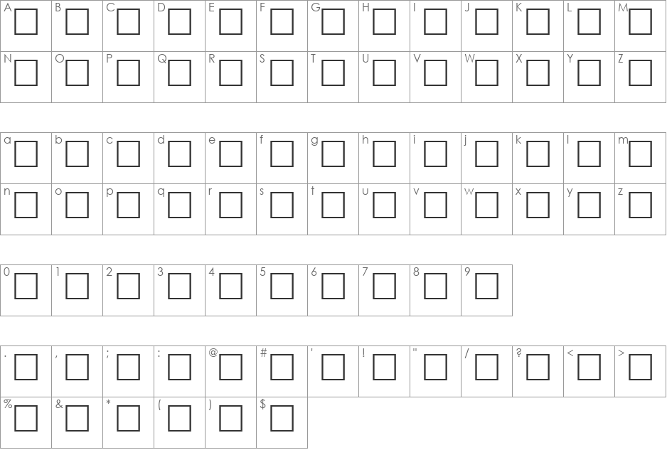 Ousbouh font character map preview