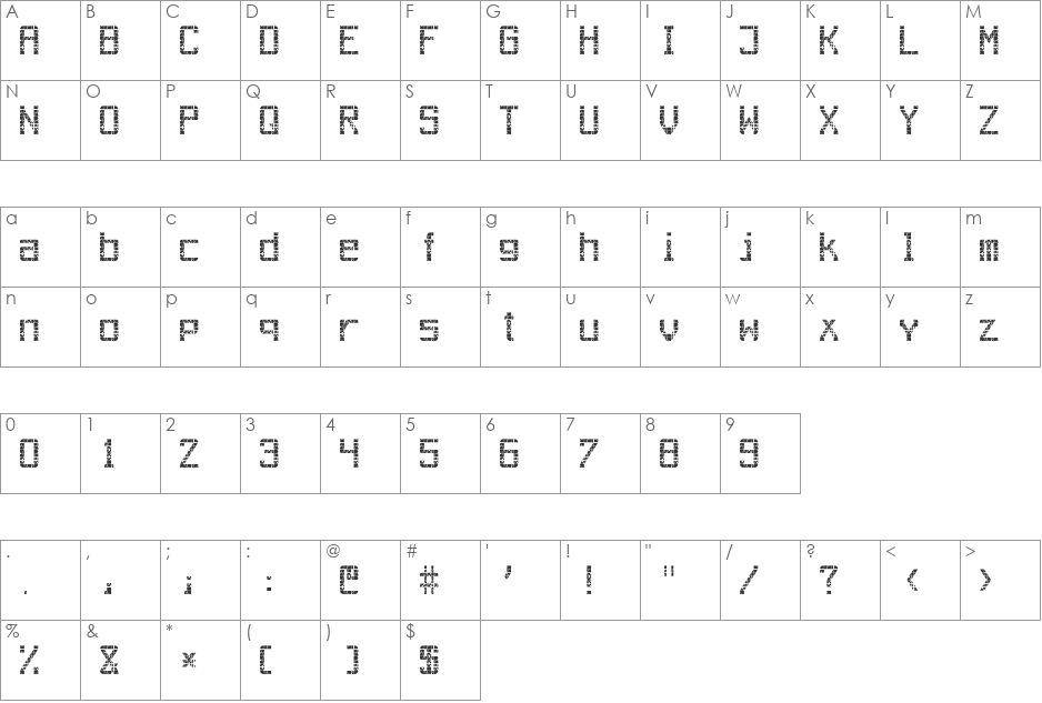 Out AEG LCD font character map preview