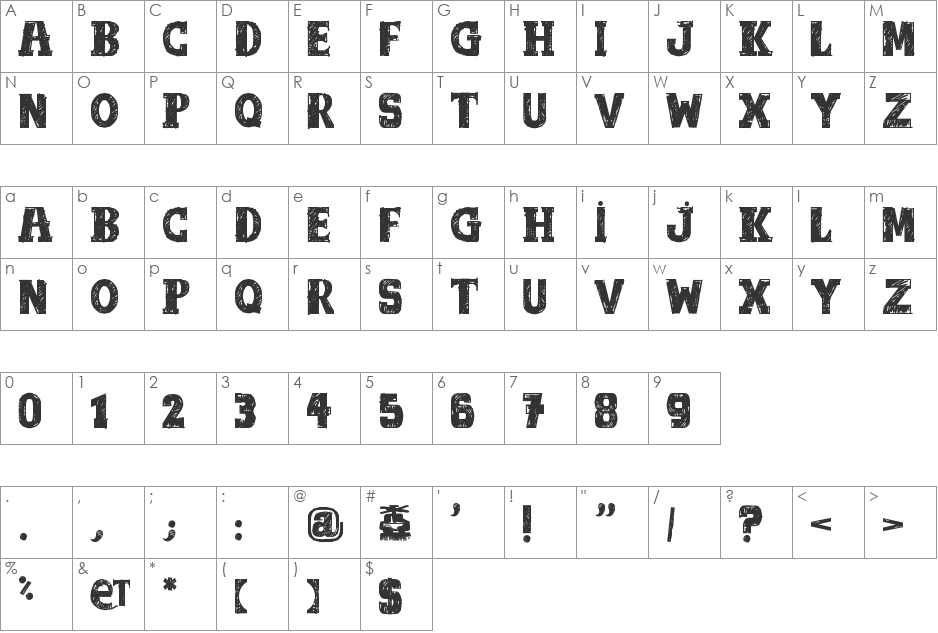 out of tune font character map preview