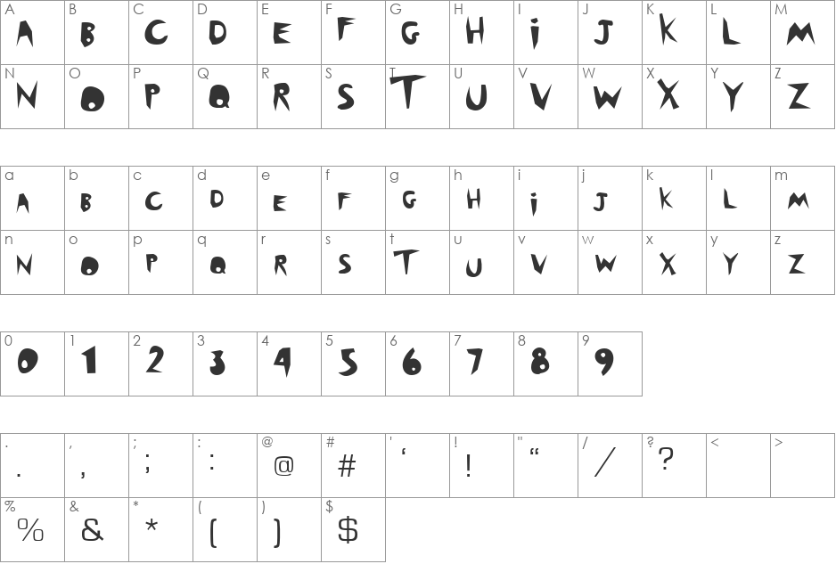 outback font character map preview