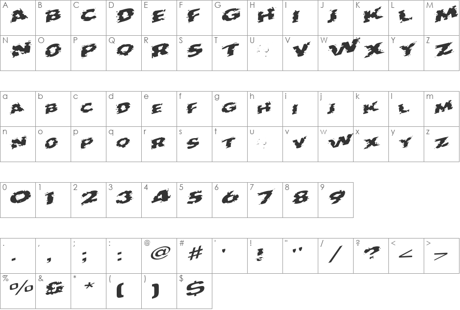OutbackOutaConrtolSCapsSSK font character map preview