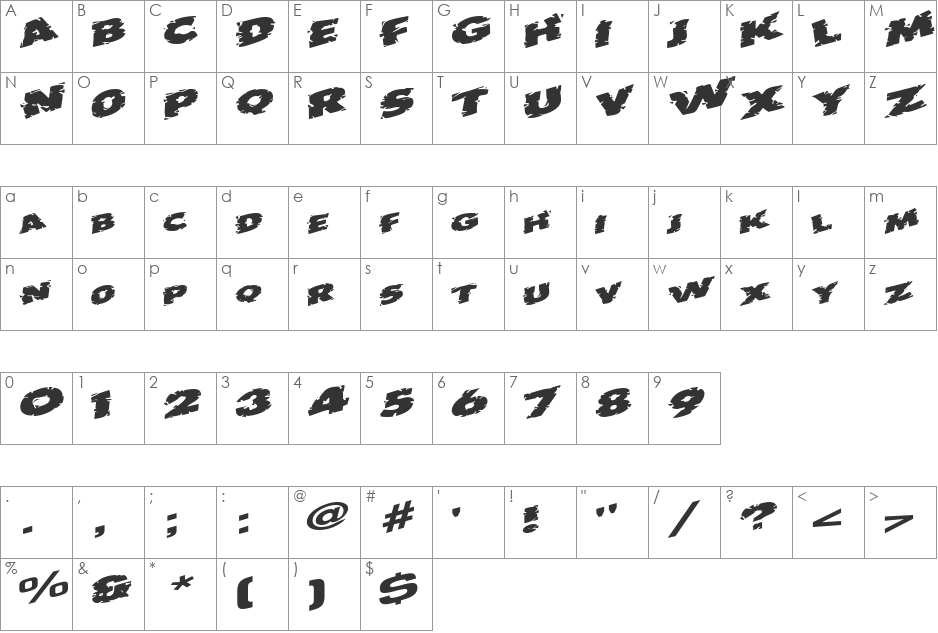 OutbackOutaControlSCapsSSK font character map preview