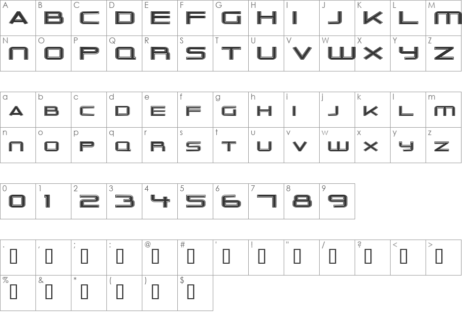 Outer Limits font character map preview
